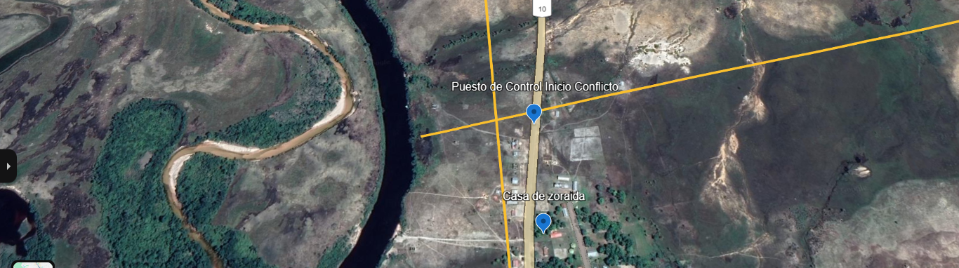 First Conflict Zone at: 5°03'45"N 61°05'47"W and zoraya house where she was killeda at: 5°03'38"N 61°05'48"W