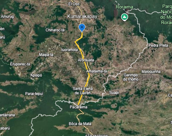 Troncal 10 with an extension of 76,03 km from Kumarakapay to Brazil