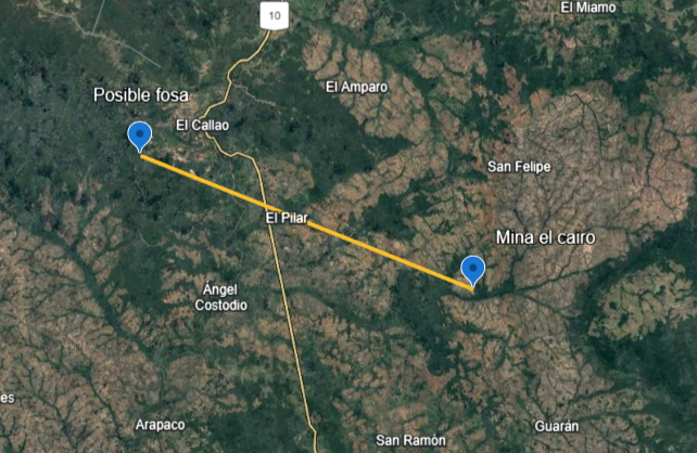 El Cairo distance to the pit is close to 25 km and within the Nuevo Callao zone