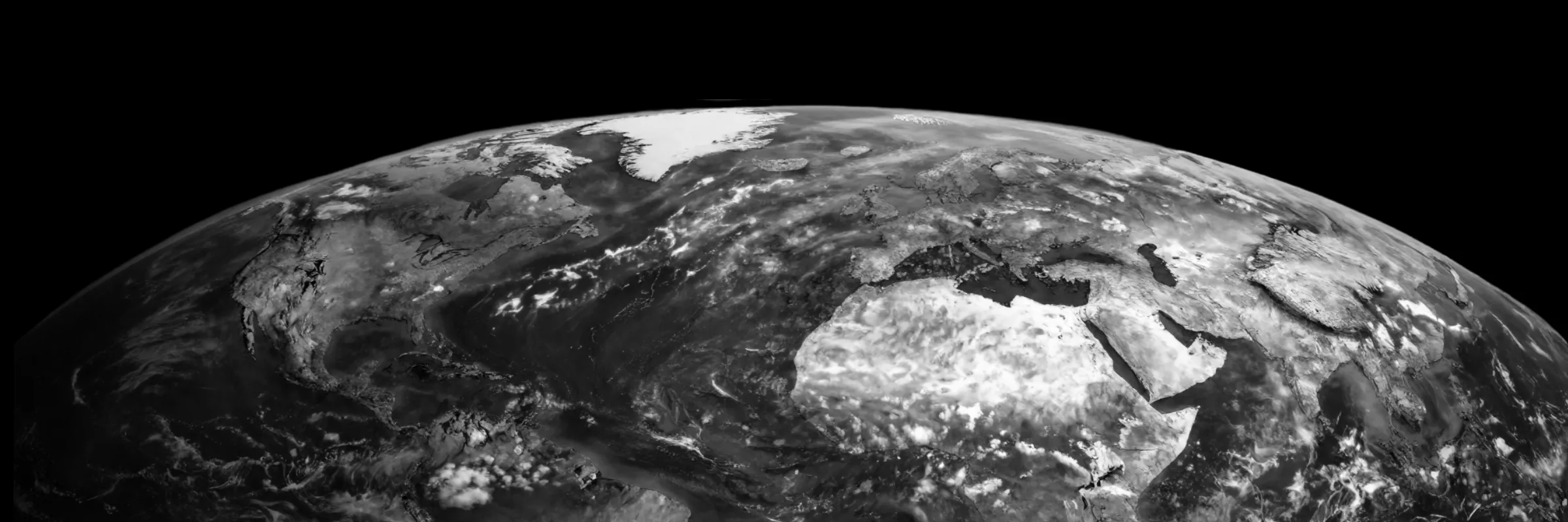 Black and white view of Earth from space